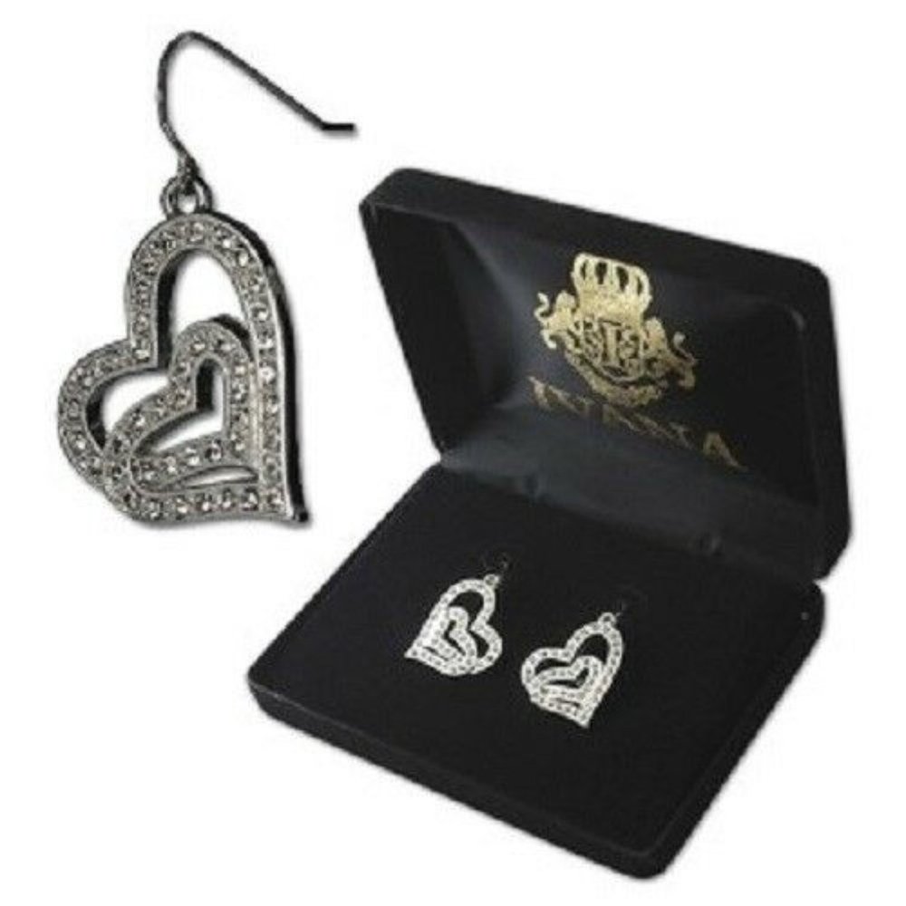 Crystal Heart Ivana Trump Dangle Earring Sterling Silver Crystal Box NWT